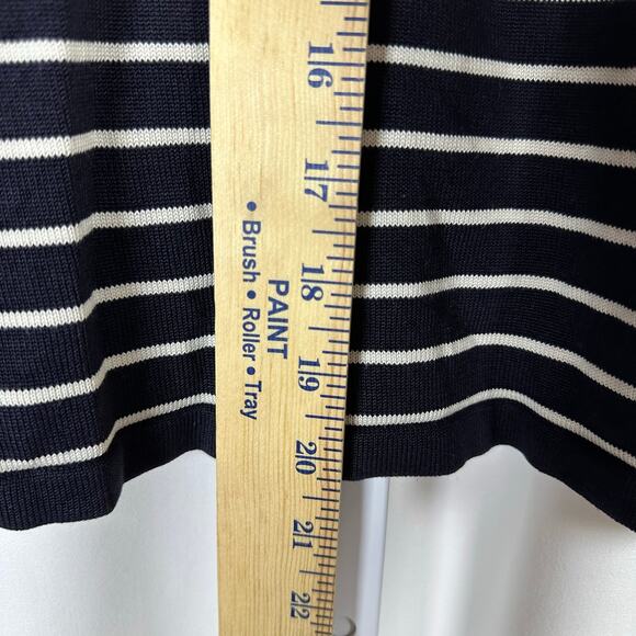 Talbots Navy Cream Striped Silk Long Sleeved Sweater S Petite Classic Preppy - Picture 6 of 6